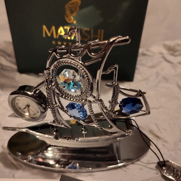 NWT!! Matashi Crystal Sailboat Clock - Picture 2 of 13